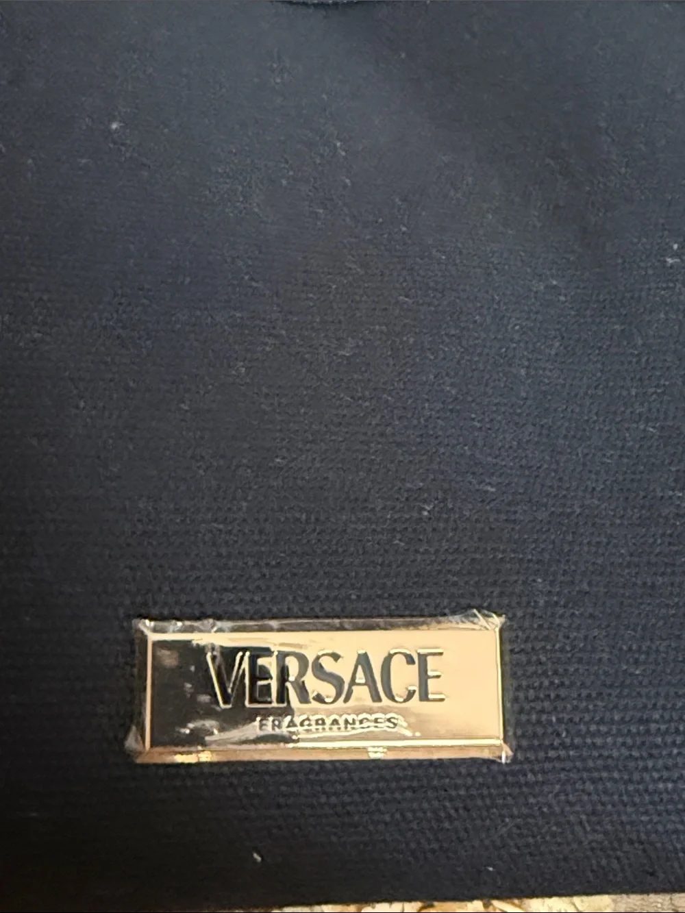 Versace Black and Gold Canvas Shoulder Tote